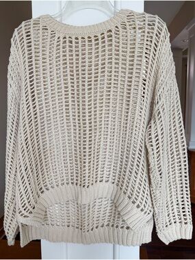 Urban Daizy Large Light Cream Open-Knit Cotton Summer Women's Sweater